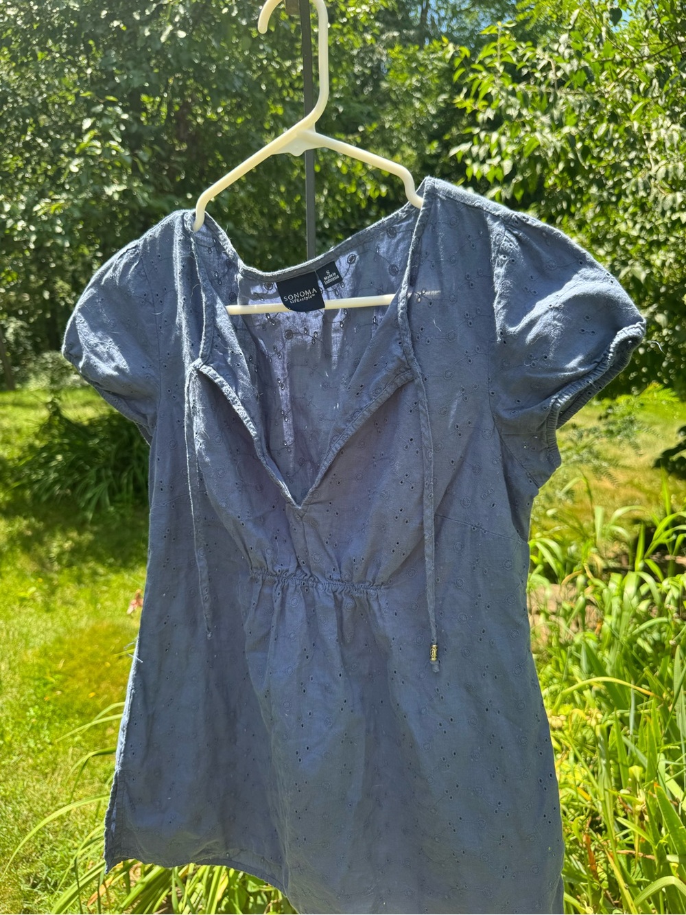 Sonoma Light Blue Eyelet Peasant Blouse
